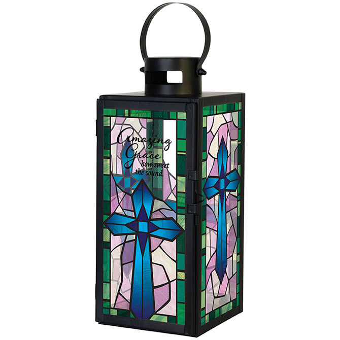Amazing Grace Stained Glass Lantern