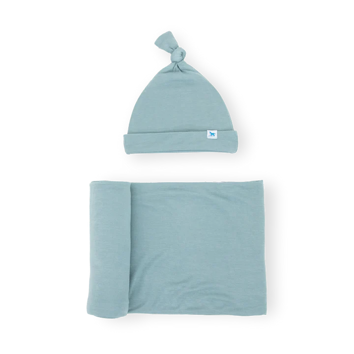Stretch Knit Swaddle and Hat - Harbor