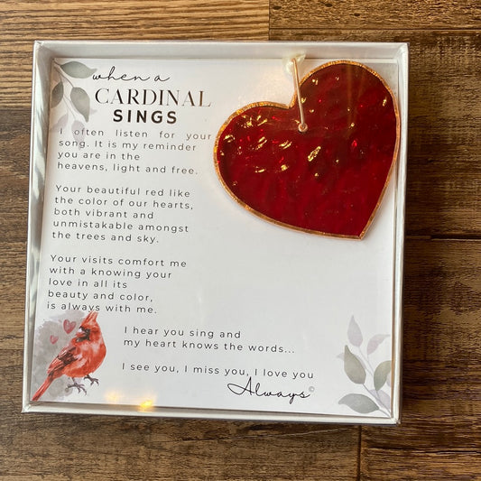 When A Cardinal Sings Heart Ornament