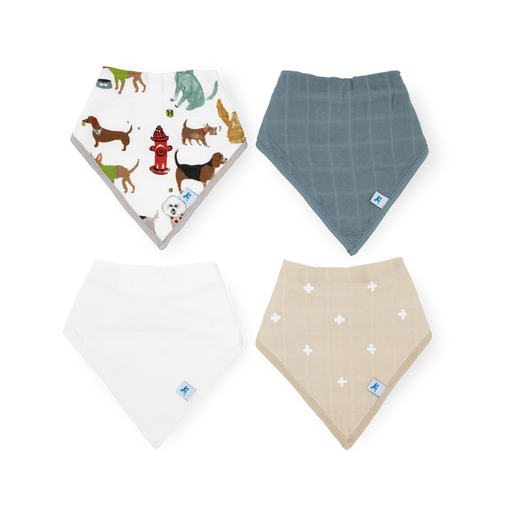 Woof Cotton Muslin with Fleece Bandana Bib