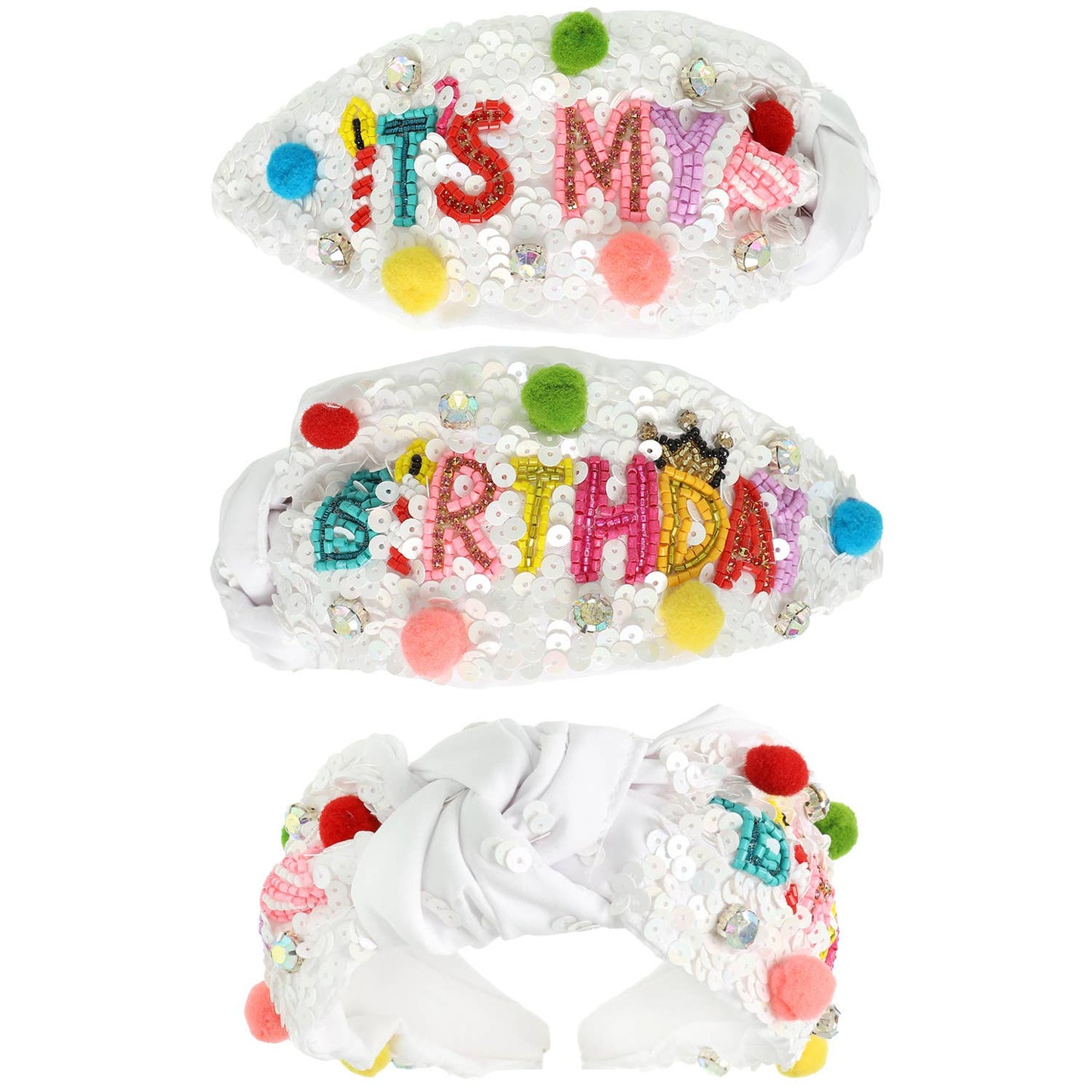 It's my Birthday Embroidered Top Knotted Headband