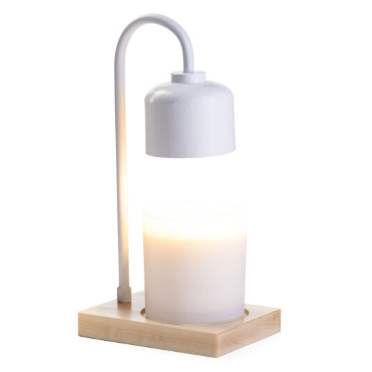 White & Wood Arched Candle Warmer Lamp