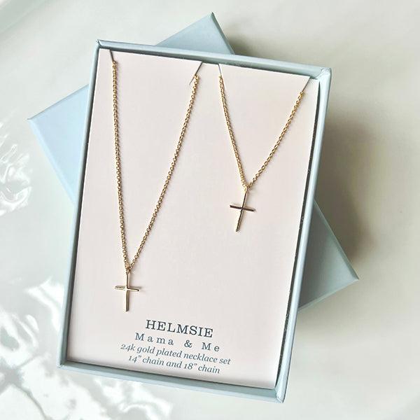 Mama & Me Cross Necklace Set