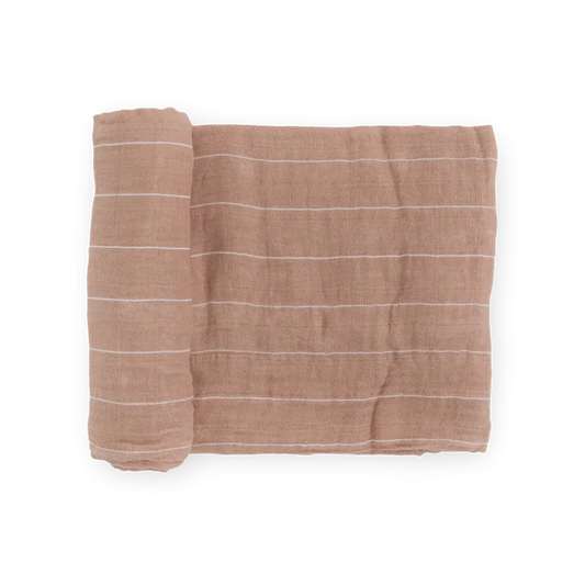 Cotton Muslin Swaddle - Mauve Stripe