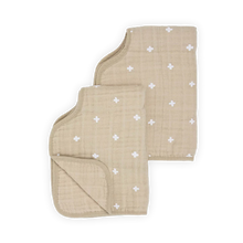 Load image into Gallery viewer, Taupe Cross Cotton Burp Cloth

