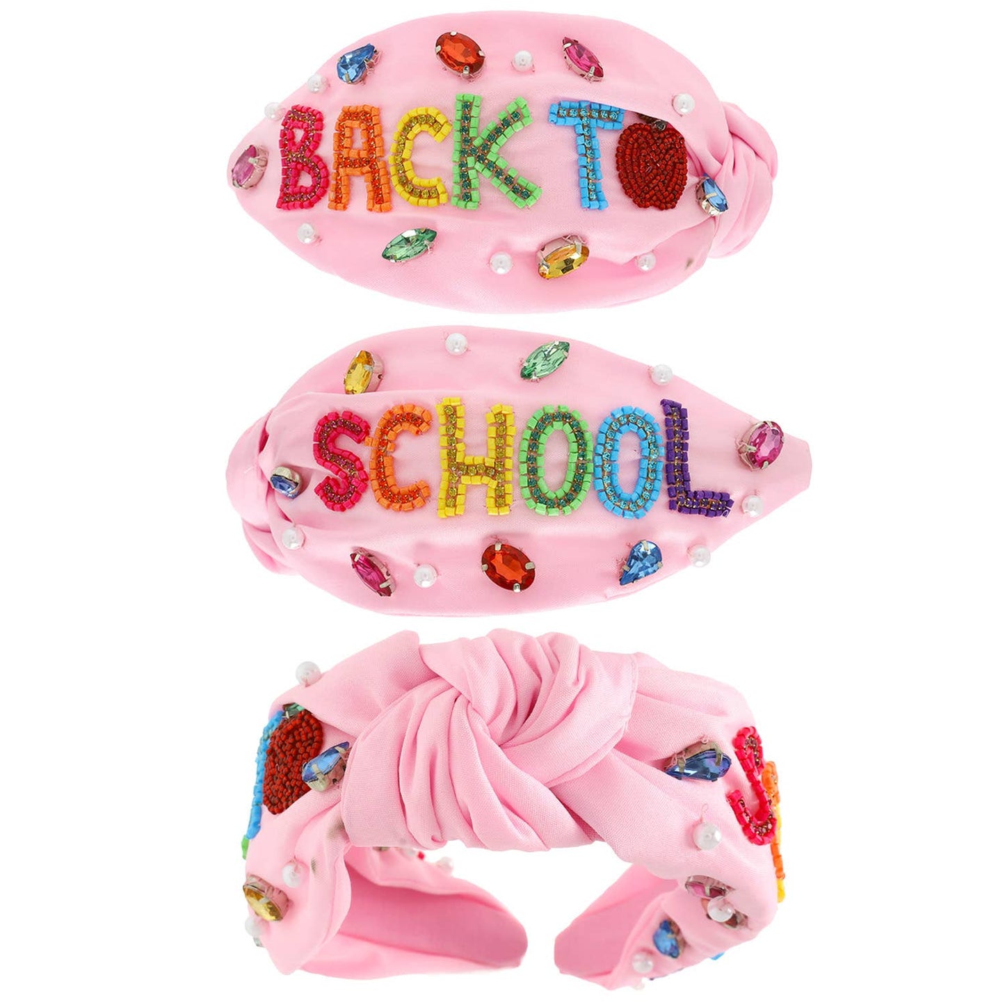 Back to School Embroidered Top Knotted Headband