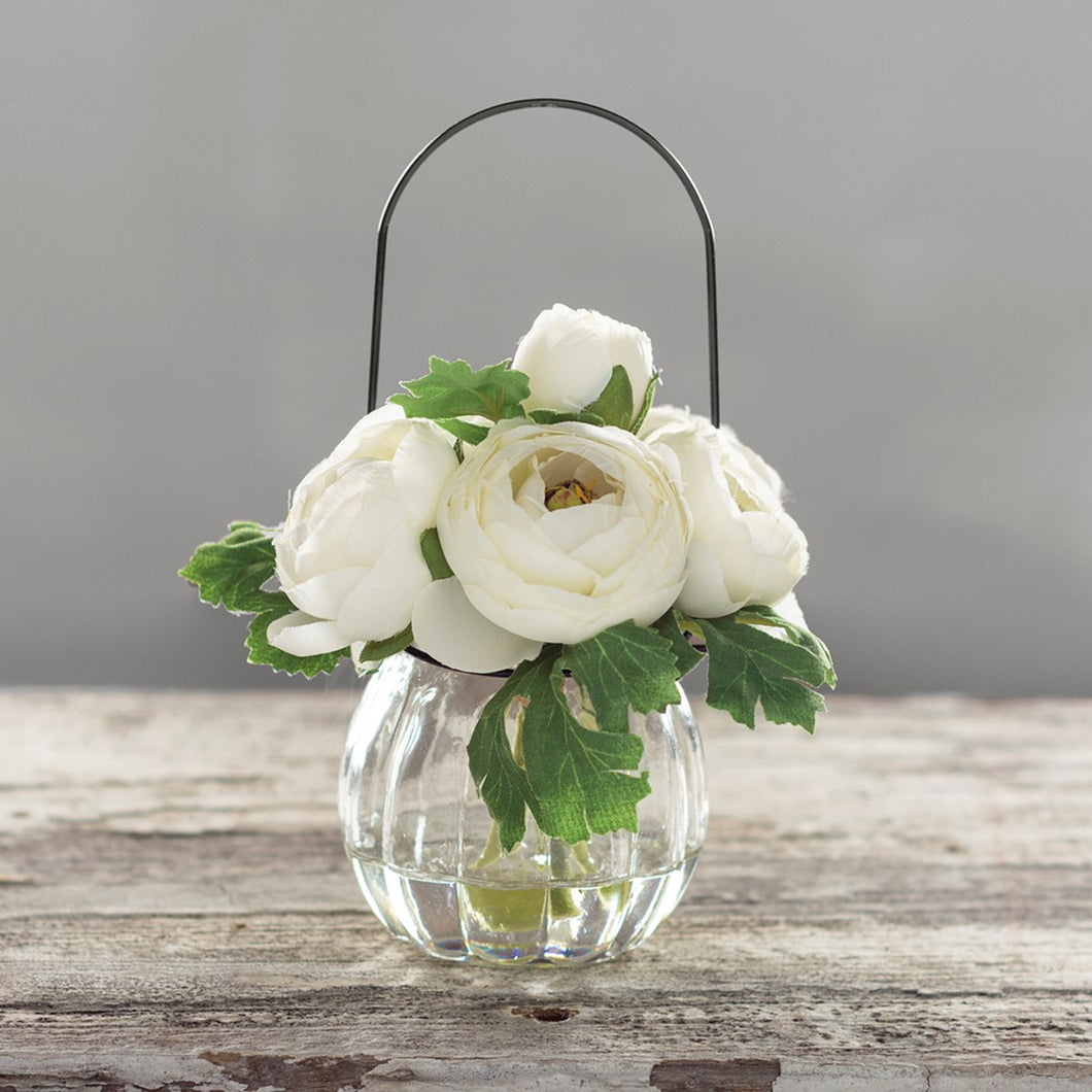 White Ranunculus Bouquet in Vase