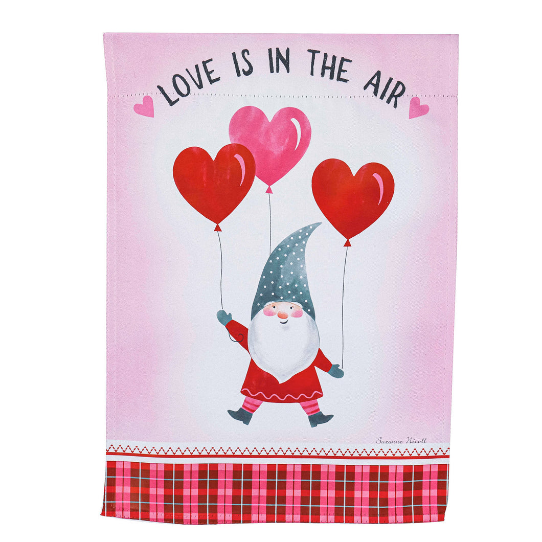 Love is in the Air Gnome Garden Suede Flag
