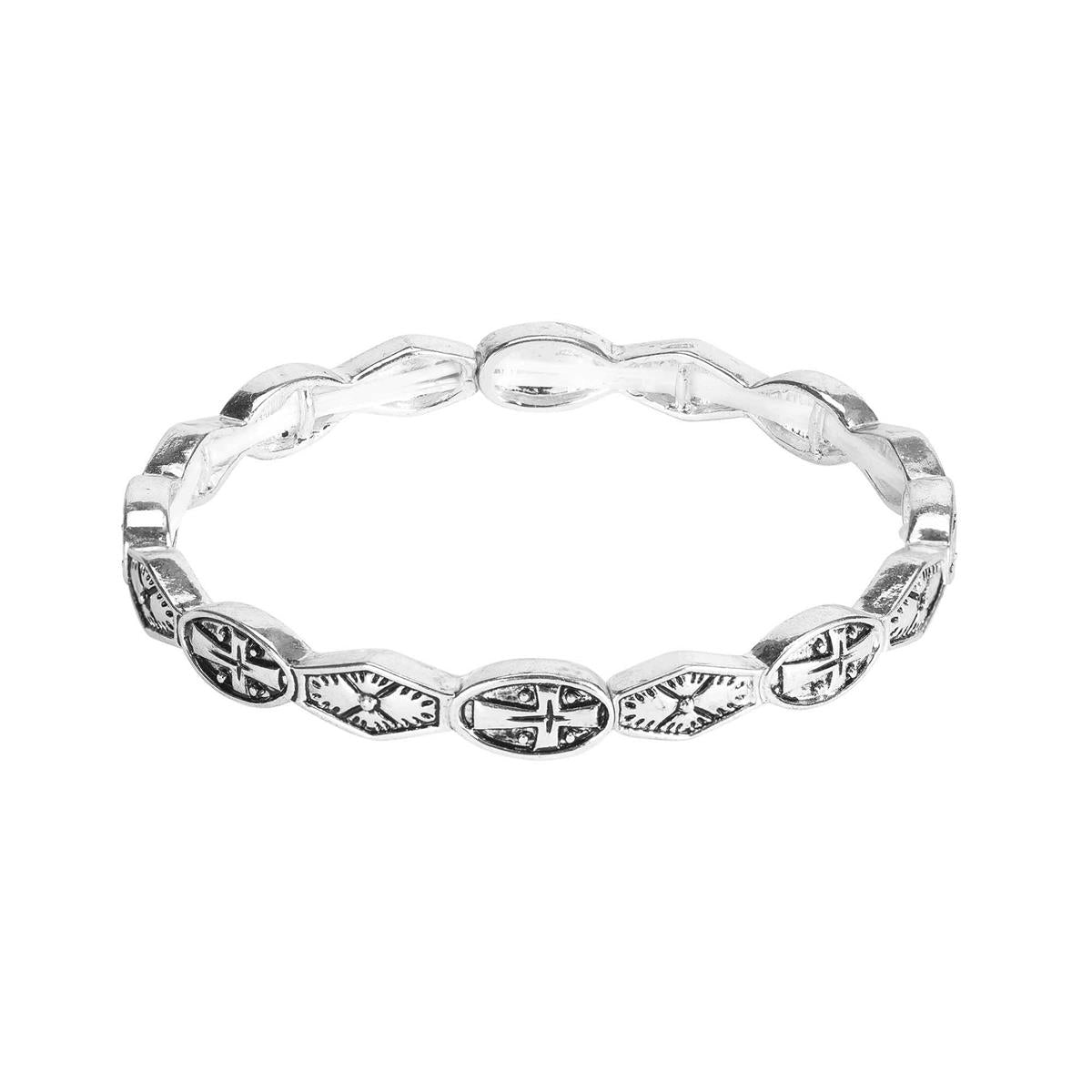 Antique Multi Cross Silver Bracelet