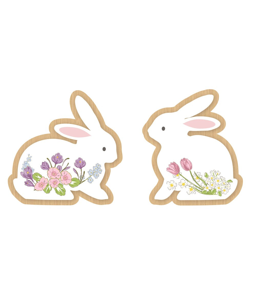 Floral Bunny Block Sign