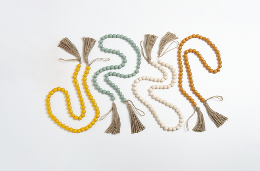 Autumn Wood Beaded Garland with Tassel