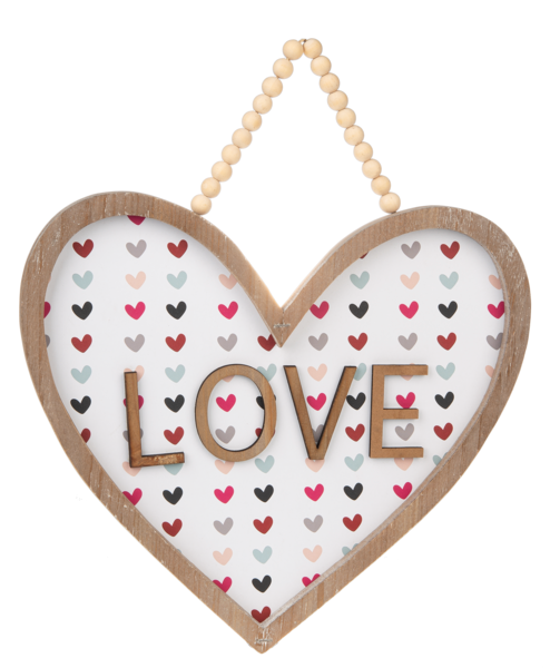 "Love" Heart Wall Decor with Beaded Hanger