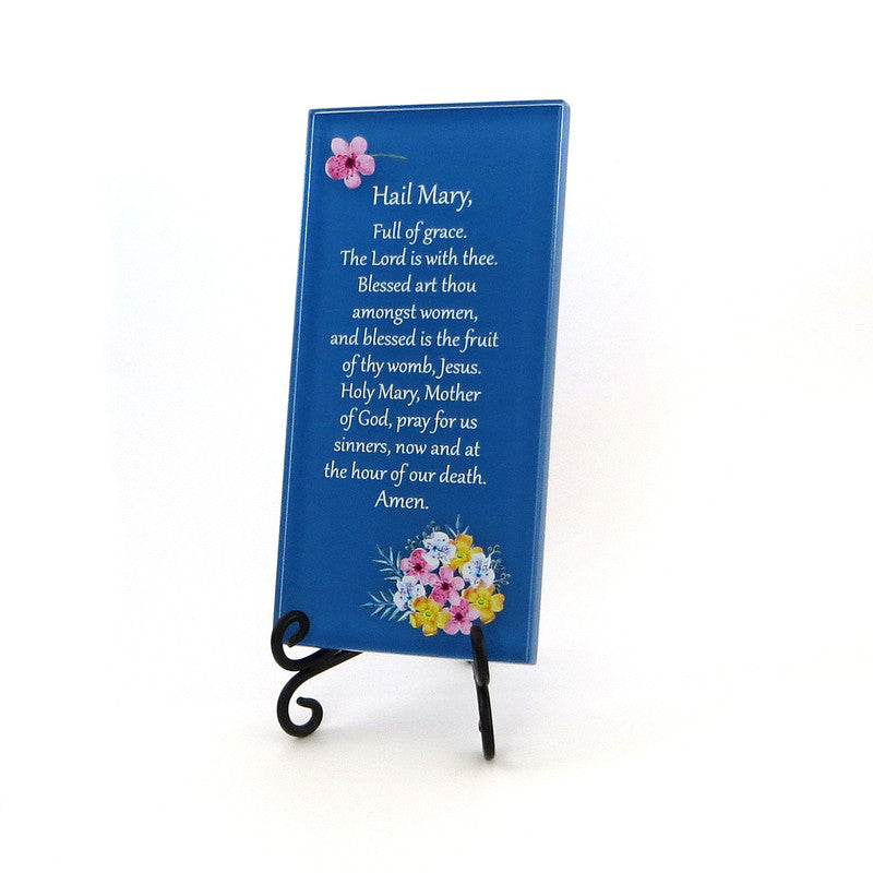Hail Mary Glass Plaque