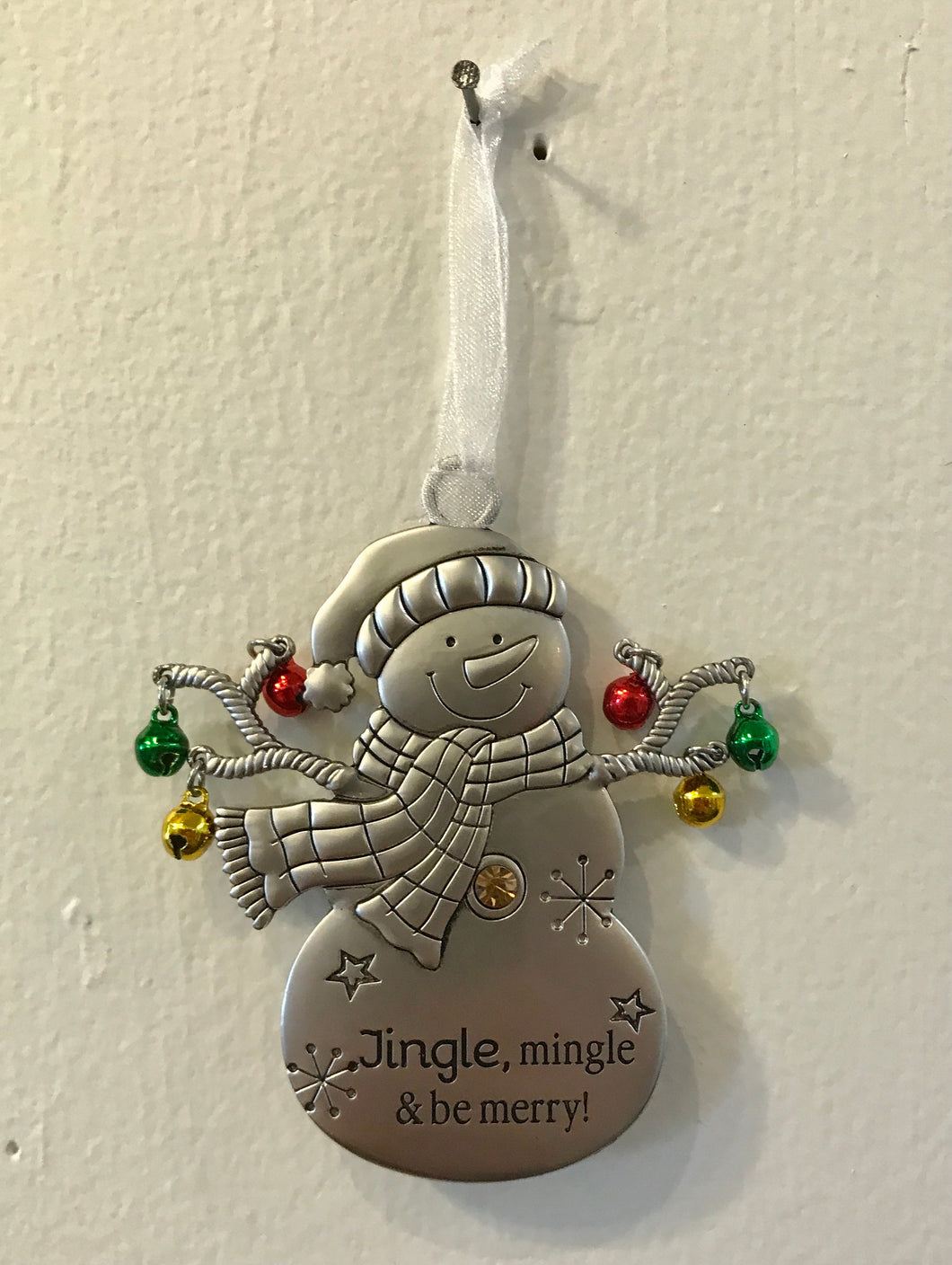Jingle Mingle Bell Metal Snowman Ornament