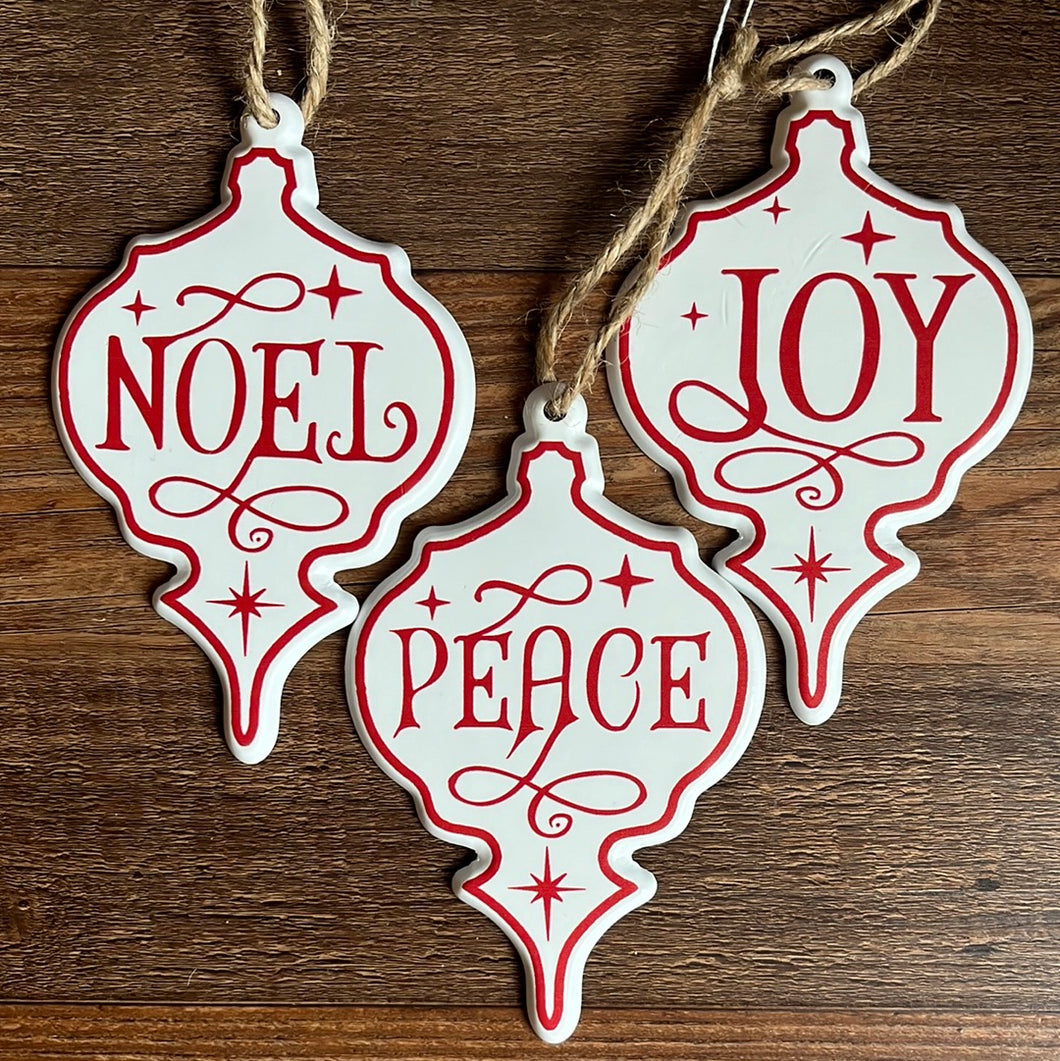 Christmas Ornament - Metal - Joy/Peace/Noel